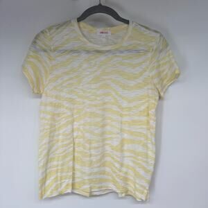 Goldie Pima Cotton Zebra Print T-Shirt Women's Size S Yellow White Lightweight